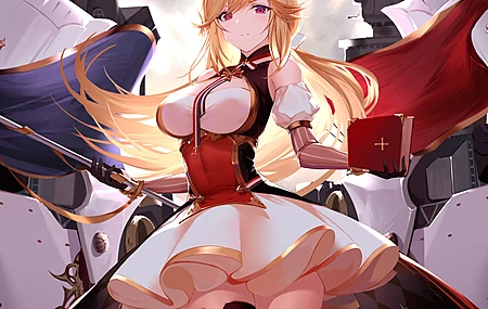 黎塞留 蔚蓝巷 金发  AI艺术 肖像 蔚蓝巷 紫色眼睛 连衣裙 