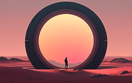 插图 圆形 科幻 日落 简单背景 