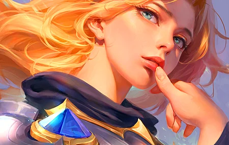 鲁 英雄联盟 战士 女人 金发 蓝眼睛  奇幻女孩 