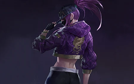 卡卡利 英雄联盟 游戏CG角色 长发 紫色头发 马尾 