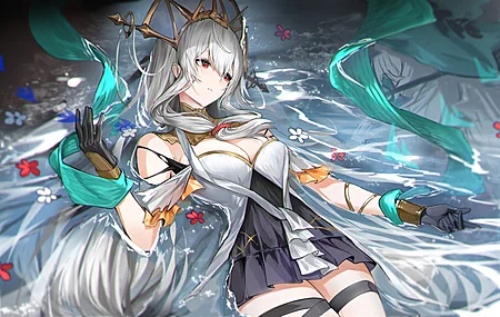  动漫 动漫女孩 银发 水 斯卡迪