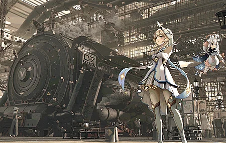  派蒙 原神 鲁明 原神 动漫女孩 火车 