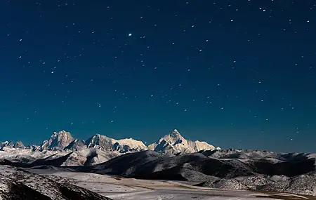 风景 星星 雪 山脉 繁星之夜 自然 