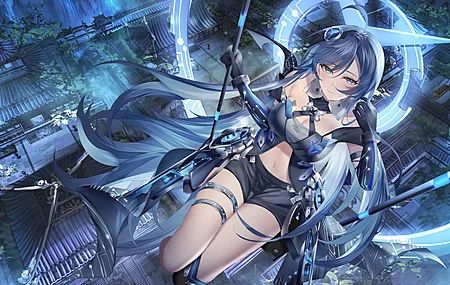 蓝头发 长发 蓝眼睛 俊帕库凯伦  动漫女孩 