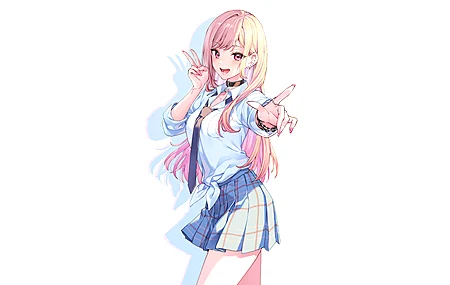 和平标志 北川马林  动漫女孩 白色背景 简单背景 