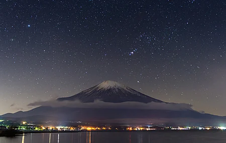 山脉 火山 星星 天空 风景 亚洲 富士山 夜晚 