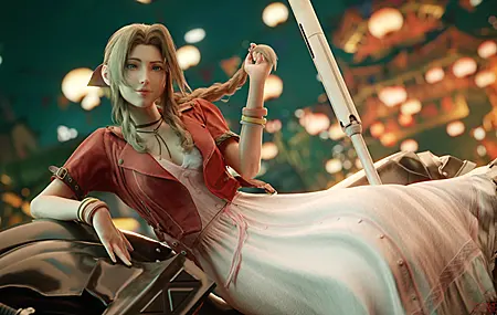  骑摩托车的女人  最终幻想 摩托车 白色连衣裙 