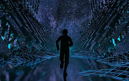 赛博朋克 几何 抽象 形状 道路 科幻小说 剪影 AI艺术  电脑壁纸 4K壁纸