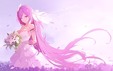 粉色头发 长发 粉色眼睛 微笑 粉丝艺术 电脑壁纸 4K壁纸