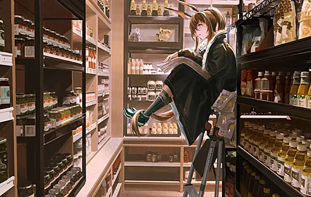 动漫 动漫女孩 武士 阿米亚 兽耳 商店 兔女郎  电脑壁纸 4K壁纸