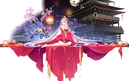 红眼睛 长发 中国服装 中国服装 动漫女孩 月亮 光环明星  电脑壁纸 4K壁纸