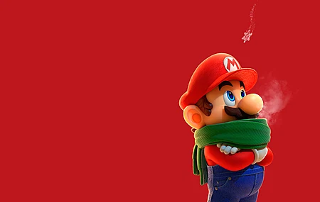 游戏CG角色 超级马里奥 围巾 雪花 任天堂  电脑壁纸 4K壁纸