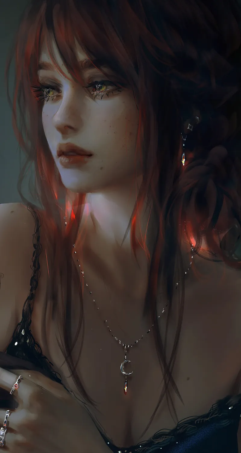 女人 长发 深色头发 侧视 看向别处  肖像 手机壁纸 4K壁纸