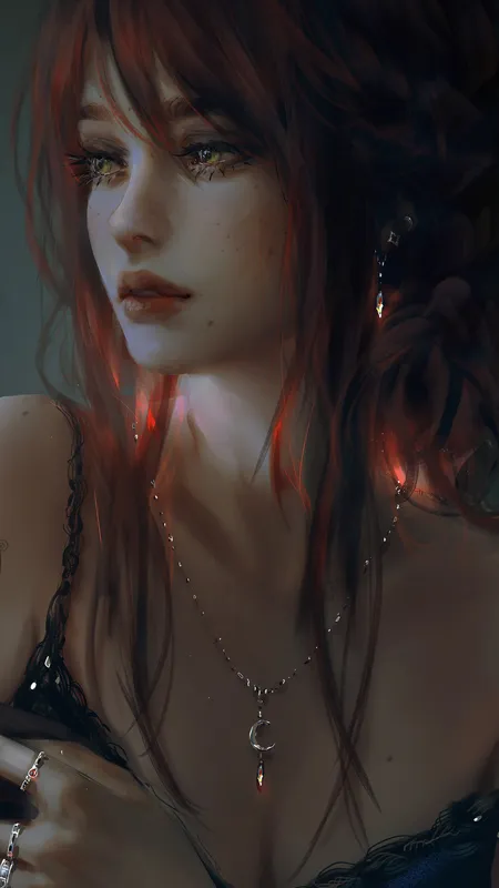 女人 长发 深色头发 侧视 看向别处  肖像 手机壁纸 4K壁纸