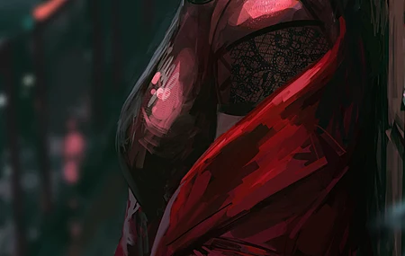 女人 原创人物 古维兹 街道 夜晚 绘画 眼镜  手机壁纸 4K壁纸