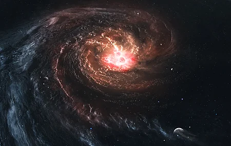 科幻 太空 太阳  恒星 伽利 红色 橙色 蓝色 黑色 黑洞  电脑壁纸 4K壁纸