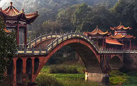 中国 自然 桥梁 森林 树木 亚洲建筑  电脑壁纸 4K壁纸