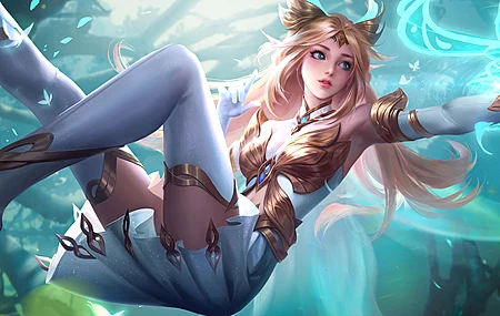 金发 双腿 蓝眼睛 长发 坠落 梦幻女孩  电脑壁纸 4K壁纸