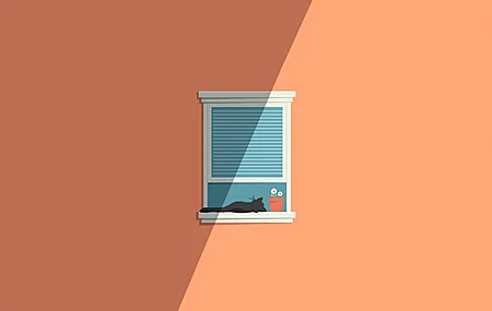 极简主义 简单背景 猫 窗台  电脑壁纸 4K壁纸