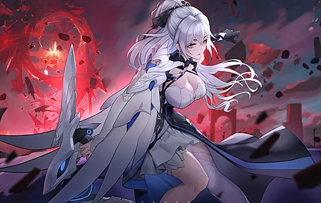 本海 动漫女孩 银发 石头  电脑壁纸 4K壁纸