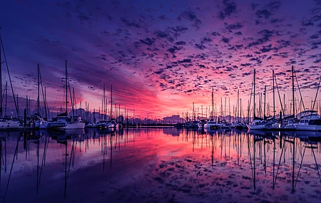 自然 帆船 大海 天空 云 日落 海湾  电脑壁纸 4K壁纸