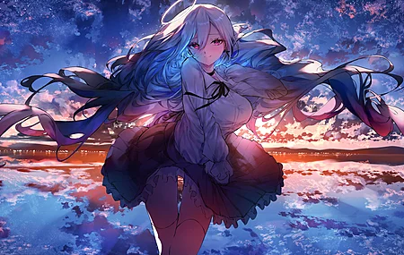 艺术家 长发 微笑 女学生 动漫 动漫女孩  电脑壁纸 4K壁纸