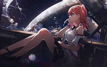 粉色头发  目光远离 电脑壁纸 4K壁纸