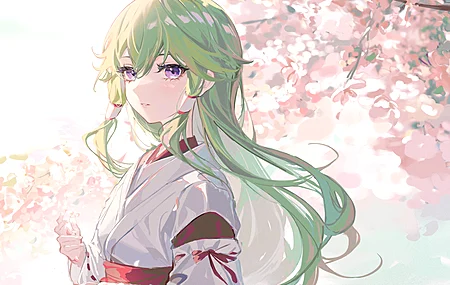久树新野 动漫 动漫少女 紫眼 粉丝艺术 樱桃树  电脑壁纸 4K壁纸