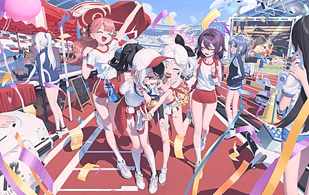 啦啦队员 快乐 拥抱 娇小 白发 动漫 动漫女孩 电脑壁纸 8K壁纸