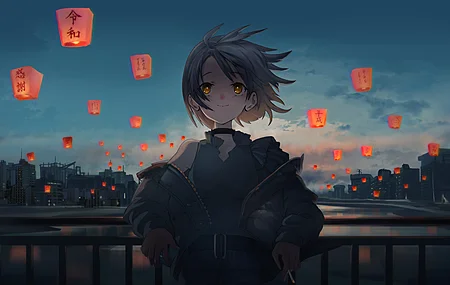 短发 深色头发 微笑 动漫 动漫女孩 电脑壁纸 4K壁纸