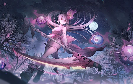 来自地下的红花 宇基王 动漫 动漫女孩 武器 月亮 镰刀  电脑壁纸 4K壁纸