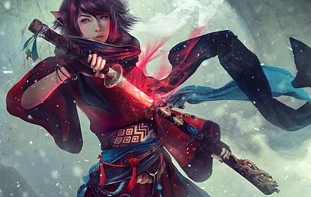 女性 亚洲 武士 奇幻艺术 电脑壁纸 4K壁纸