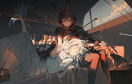 动漫女孩 小提琴 乐器 电脑壁纸 4K壁纸