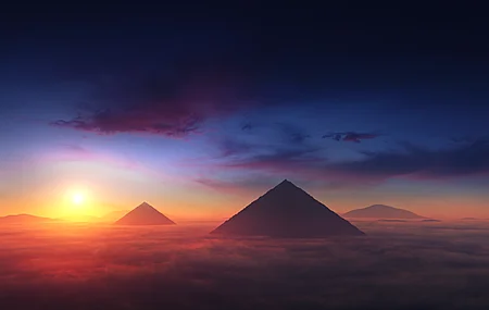 云彩 日落 金字塔 太阳 电脑壁纸 4K壁纸