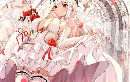 白色头发 新娘 动漫女孩 电脑壁纸 4K壁纸