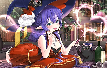 动漫 动漫女孩 女巫帽子 连衣裙  电脑壁纸 4K壁纸