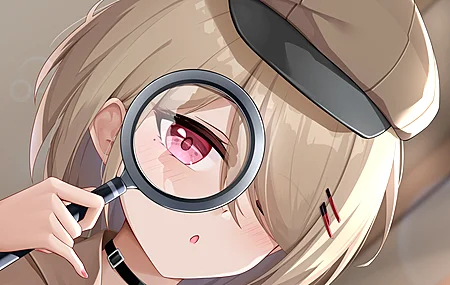 侦探 脸 动漫 动漫女孩 放大镜 帽子 电脑壁纸 4K壁纸