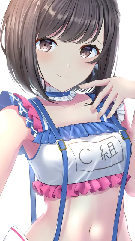 短发 棕色眼睛 吊带  手机壁纸 4K壁纸