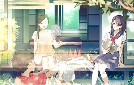 女学生 坐着 微笑 闭着眼睛 孩子 嘴 动漫 动漫女孩 校服 电脑壁纸 4K壁纸