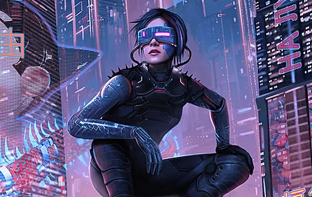 赛博朋克 AI艺术 霓虹灯 阿童木 电脑壁纸 4K壁纸