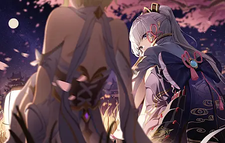 动漫 动漫女孩 粉色丝带 樱桃树 服装 电脑壁纸 8K壁纸