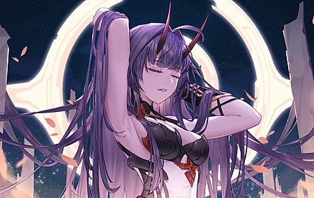 AI艺术 动漫 紫色 长发 电脑壁纸 4K壁纸