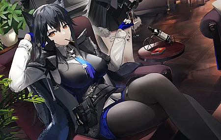 动漫 动漫女孩 明日方舟 茶 葡萄酒 植物 狼女孩  电脑壁纸 4K壁纸