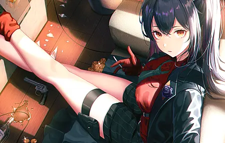  动漫 动漫女孩 明日方舟 茶 凌乱 碎玻璃 伏特加  电脑壁纸 4K壁纸