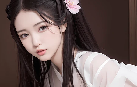 女人 亚洲人 头发上的花 艺术 电脑壁纸 4K壁纸