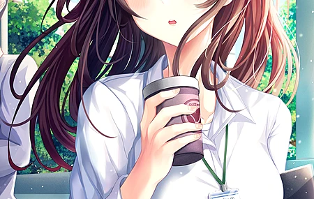 办公室女孩 深色皮肤 动漫 动漫女孩 水色眼睛 手机壁纸 4K壁纸