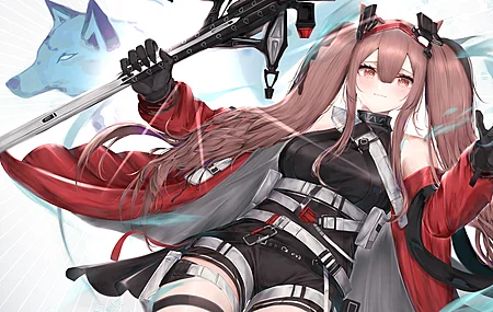 深色头发 动漫 动漫女孩 安吉丽娜 明日方舟 双尾  电脑壁纸 4K壁纸