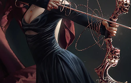  红眼睛 动漫 动漫女孩 弓和箭 黑发 手机壁纸 4K壁纸