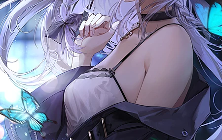 辫子 动漫 动漫女孩 蝴蝶 手机壁纸 4K壁纸