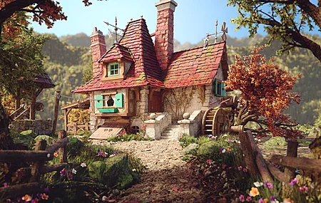  AI艺术 房屋 自然 树木 鲜花 迪士尼  电脑壁纸 4K壁纸